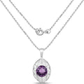 5.87 Ct Round Purple Amethyst Prong Silver Solitaire Pendant Necklace by Fine Color Jewels