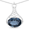 6.65 Carat Genuine London Blue Topaz .925 Sterling Silver Pendant by Bids.com