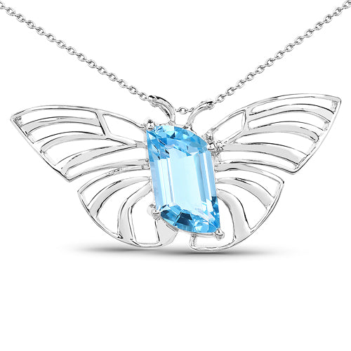 10.62 Carat Genuine Swiss Blue Topaz .925 Sterling Silver Pendant by Avera Group
