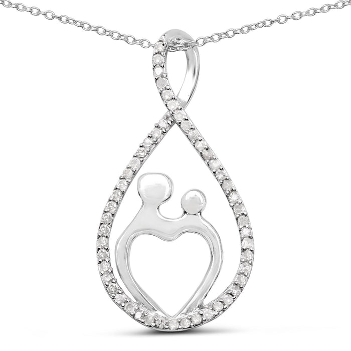0.34 Carat Genuine White Diamond .925 Sterling Silver Pendant by Avera Group