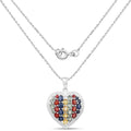 Genuine Multi Stones Heart Pendant Necklace by Fine Color Jewels