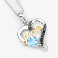 0.52 Ct Heart Swiss Blue Topaz Prong Silver Mom Pendant Necklace by Fine Color Jewels