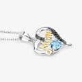0.52 Ct Heart Swiss Blue Topaz Prong Silver Mom Pendant Necklace by Fine Color Jewels