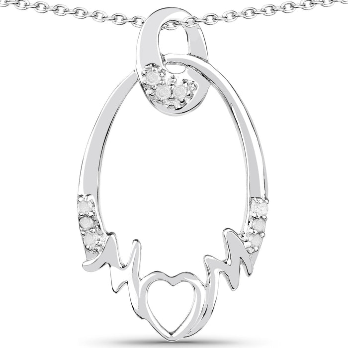 0.14 Carat Genuine White Diamond .925 Sterling Silver Pendant by Avera Group