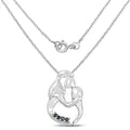 0.18 Ct Round Blue Sapphire Prong Silver Mom Pendant Necklace by Fine Color Jewels