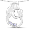 0.14 Ct Round Violet Tanzanite Prong Silver Mom Pendant Necklace