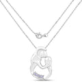 0.14 Ct Round Violet Tanzanite Prong Silver Mom Pendant Necklace by Fine Color Jewels