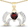 Heart Red Garnet Prong Silver Pendant Necklace