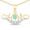 0.46 Ct Heart Green Emerald Prong Gold Plated Silver Mom Pendant Necklace