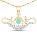 0.46 Ct Heart Green Emerald Prong Gold Plated Silver Mom Pendant Necklace by Fine Color Jewels