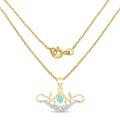 0.46 Ct Heart Green Emerald Prong Gold Plated Silver Mom Pendant Necklace by Fine Color Jewels