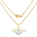 14K Yellow Gold Plated 0.62 Carat Genuine Emerald and White Topaz .925 Sterling Silver Pendant by Avera Group