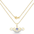 0.45 Ct Heart Violet Tanzanite Prong Gold Plated Silver Mom Pendant Necklace by Fine Color Jewels