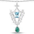 9.23 Carat Genuine Emerald and Swiss Blue Topaz .925 Sterling Silver Pendant by Bids.com