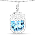 10.90 Carat Genuine Swiss Blue Topaz .925 Sterling Silver Pendant by Avera Group
