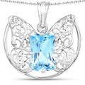 11.10 Carat Genuine Swiss Blue Topaz .925 Sterling Silver Pendant by Avera Group