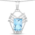 5.76 Carat Genuine Swiss Blue Topaz & White Topaz .925 Sterling Silver Pendant by Bids.com