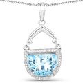 4.08 Carat Genuine Swiss Blue Topaz & White Topaz .925 Sterling Silver Pendant by Bids.com