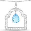 10.50 Carat Genuine Swiss Blue Topaz .925 Sterling Silver Pendant by Avera Group