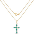 0.84 Ct Marquise Green Emerald Prong Silver Cross Pendant Necklace by Fine Color Jewels