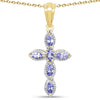 0.84 Ct Marquise Violet Tanzanite Prong Silver Cross Pendant Necklace