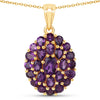 4.04 Ct Purple Amethyst Prong 18K Gold Plated Silver Cluster Pendant Necklace