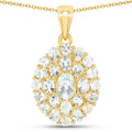 4.83 Ct Blue Topaz Prong 18K Gold Plated Silver Cluster Pendant Necklace by Fine Color Jewels