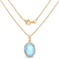 14K Yellow Gold Plated 13.55 Carat Genuine Larimar and White Topaz .925 Sterling Silver Pendant by Bids.com