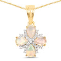 14K Yellow Gold Plated 1.19 Carat Genuine Ethiopian Opal & White Topaz .925 Sterling Silver Pendant by Avera Group