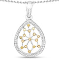 0.45 Carat Genuine White Diamond and Yellow Diamond .925 Sterling Silver Pendant by Bids.com