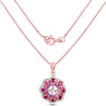 14K Rose Gold Plated 2.30 Carat Genuine Morganite, Rhodolite & Amethyst .925 Sterling Silver Pendant by Avera Group