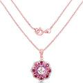 14K Rose Gold Plated 2.30 Carat Genuine Morganite, Rhodolite and Amethyst .925 Sterling Silver Pendant by Bids.com