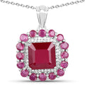 8.48 Carat Glass Filled Ruby and White Topaz .925 Sterling Silver Pendant by Bids.com