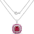 8.48 Carat Glass Filled Ruby and White Topaz .925 Sterling Silver Pendant by Bids.com