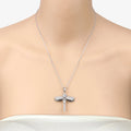 1.86 Ct Blue Aquamarine Prong Sterling Silver Dragonfly Pendant Cable Chain Necklace by Fine Color Jewels