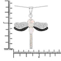 1.41 Ct White Ethiopian Opal Prong Silver Dragonfly Pendant Cable Chain Necklace by Fine Color Jewels