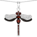 2.29 Ct Red Garnet Prong Silver Dragonfly Pendant Cable Chain Necklace by Fine Color Jewels