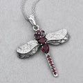 2.29 Ct Red Garnet Prong Silver Dragonfly Pendant Cable Chain Necklace by Fine Color Jewels