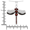 2.29 Ct Red Garnet Prong Silver Dragonfly Pendant Cable Chain Necklace by Fine Color Jewels