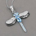 2.30 Ct Swiss Blue Topaz Prong Silver Dragonfly Pendant Cable Chain Necklace by Fine Color Jewels