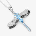 2.30 Ct Swiss Blue Topaz Prong Silver Dragonfly Pendant Cable Chain Necklace by Fine Color Jewels