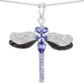 1.99 Carat Genuine Tanzanite and White Zircon .925 Sterling Silver Pendant by Avera Group