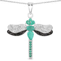 1.87 Ct Green Zambian Emerald Prong Sterling Silver Dragonfly Pendant Cable Chain Necklace by Fine Color Jewels