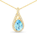 0.89 Carat Genuine Swiss Blue Topaz and White Diamond 14K Yellow Gold Pendant by Bids.com