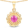 0.59 Carat Genuine Ruby and White Diamond 14K Yellow Gold Pendant by Bids.com