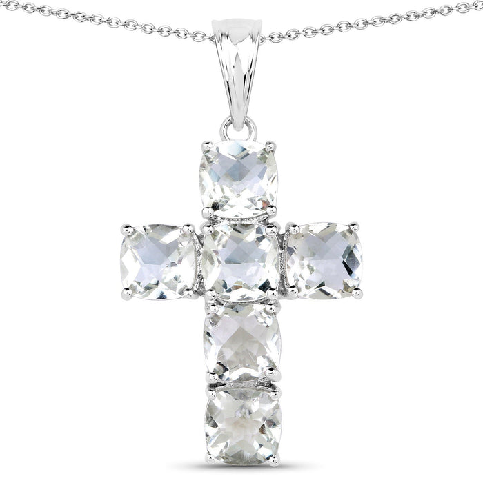 Genuine Green Amethyst Cross Pendant by Fine Color Jewels