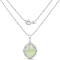 7.49 Carat Genuine Prehnite And White Topaz .925 Sterling Silver Pendant by Bids.com