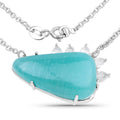 13.41 Carat Genuine Amazonite And White Topaz .925 Sterling Silver Pendant by Avera Group