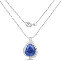 2.39 Carat Genuine Blue Aventurine and White Topaz .925 Sterling Silver Pendant by Bids.com