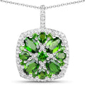 3.25 Carat Genuine Chrome Diopside and White Zircon .925 Sterling Silver Pendant by Avera Group